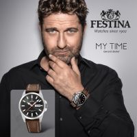 Festina Classic Herreur - sort skive & brun læder