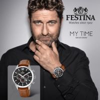 Festina CHRONO Herreur - sort skive & brun rem