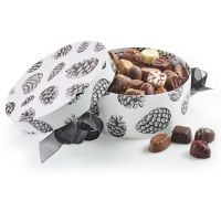 Rund Hatteæske -  Luksus chokolade 1000g_motiv: Sort kogle 2060-2220