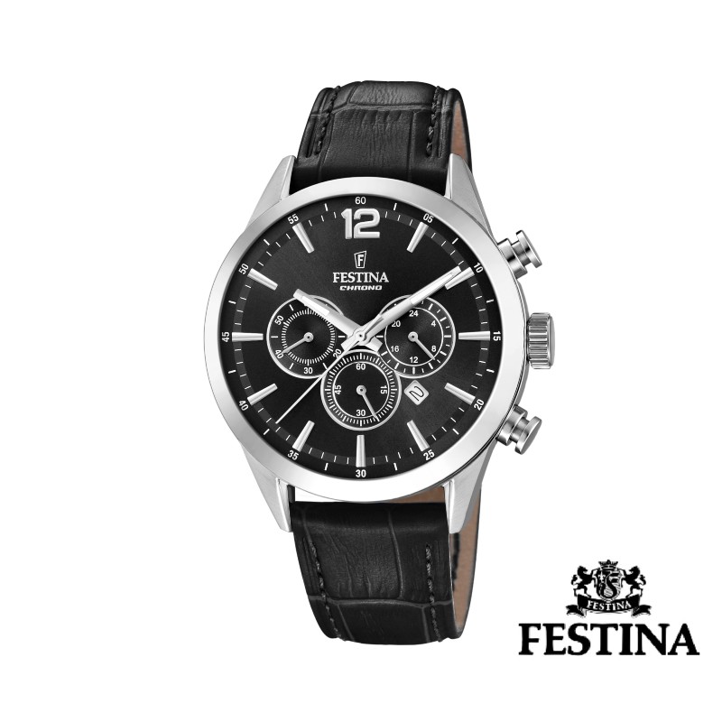 Festina CHRONO Herreur - sort skive & sort