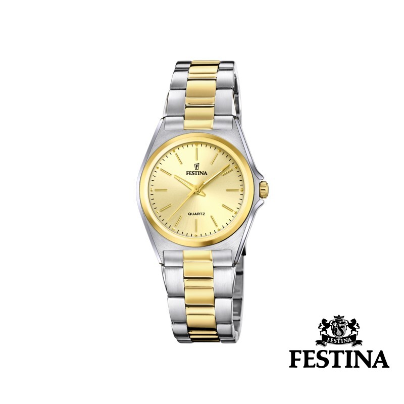 Festina CLASSIC DATE - Guld urskive og 2 farvet lænke