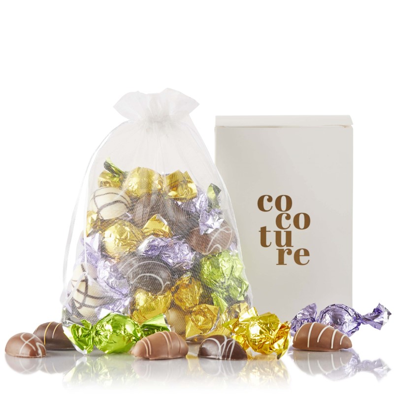 Cocoture Påskegave - hvid organza - Giftbag 450g